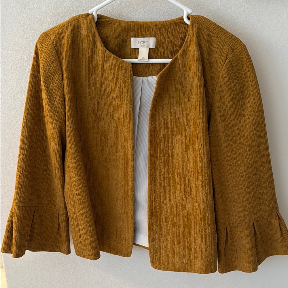 LOFT Mustard Yellow Open Front Jacket